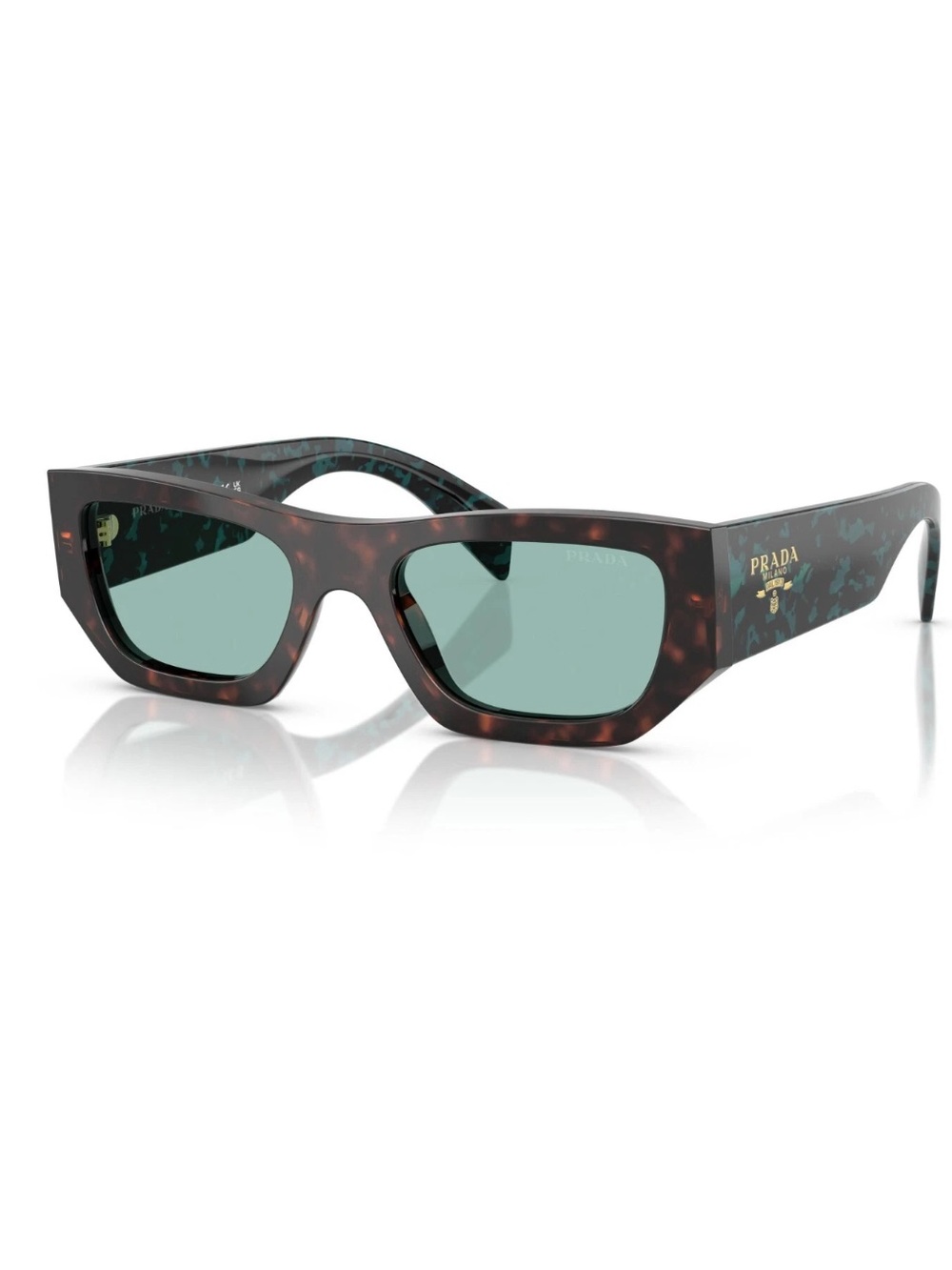 Prada NIB Root Tortoise/Petrol Green (18Z40K) Sunglasses